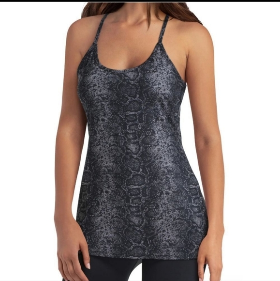 H by Halston Tops - H By HALSTON STUDIO Bi-Color Snake Print "December Sky" Y Back Active Tank Top